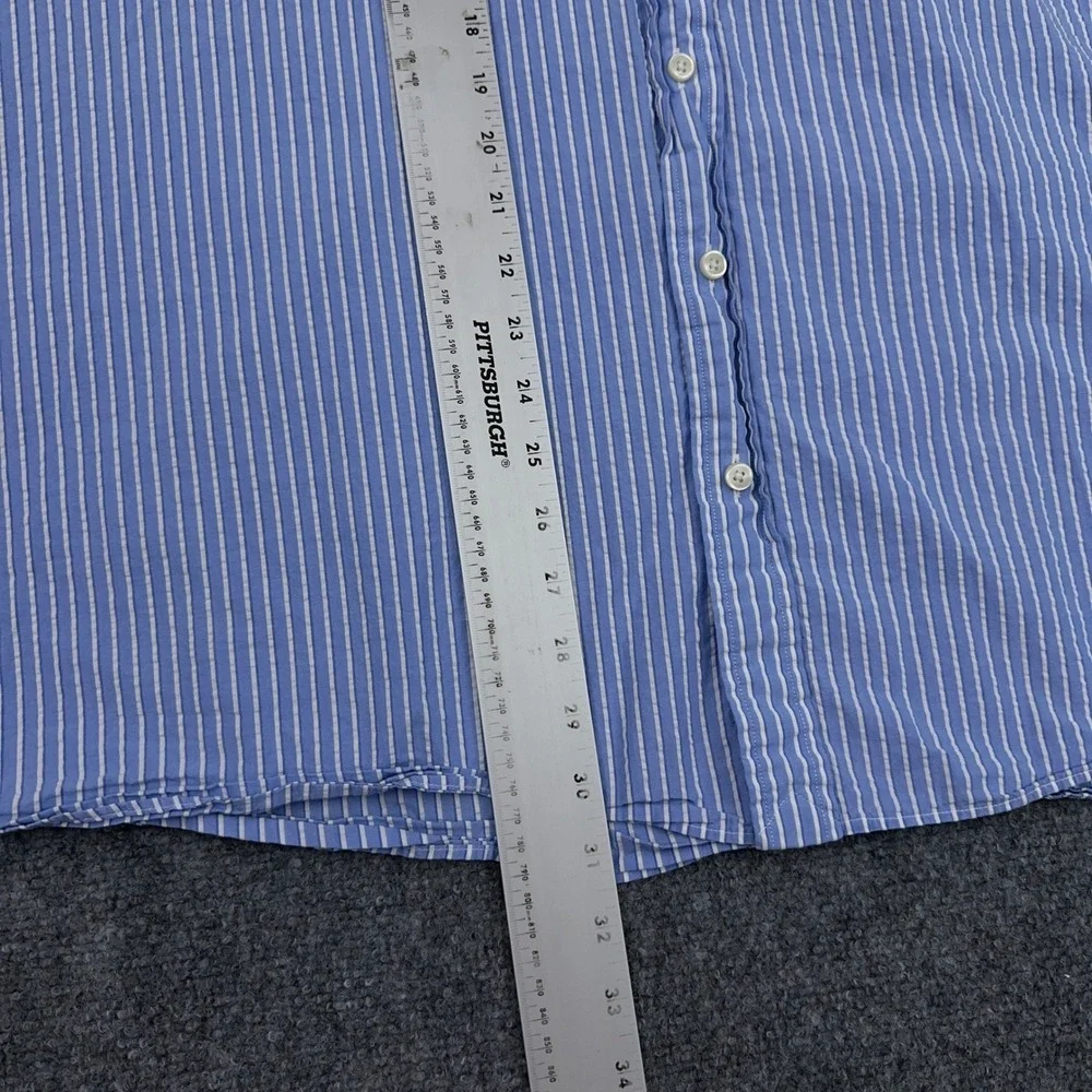 Polo Ralph Lauren Seersucker Sport Shirt Mens 2XB Blue Striped RL Untucked Fit